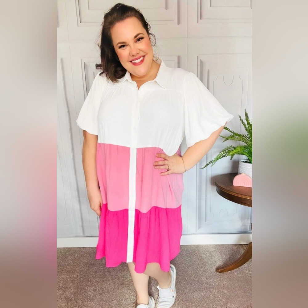 Color Block Buttoned Down Dress